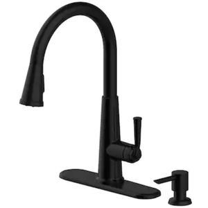 allen + roth Matte Black 1-Handle Deck Mount Pull-